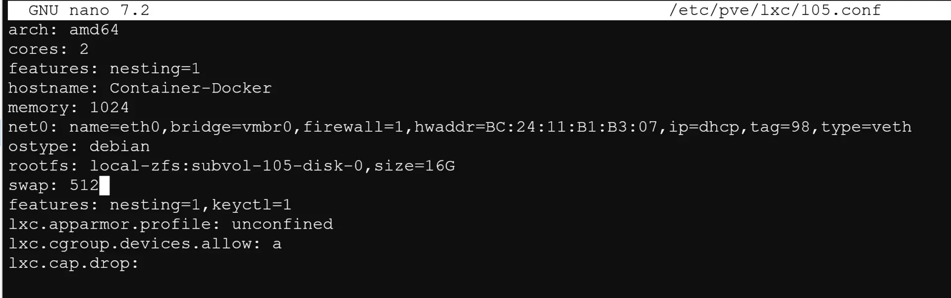 Proxmox Docker – Should You Use a VM or LXC Container? 5 Edit the container conf file