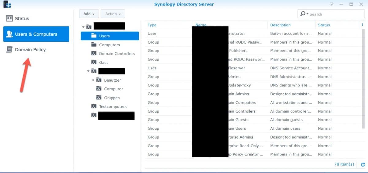 Synology Directory Server screenshot