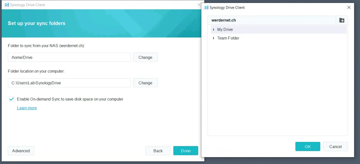 Synology Drive Client sync folders