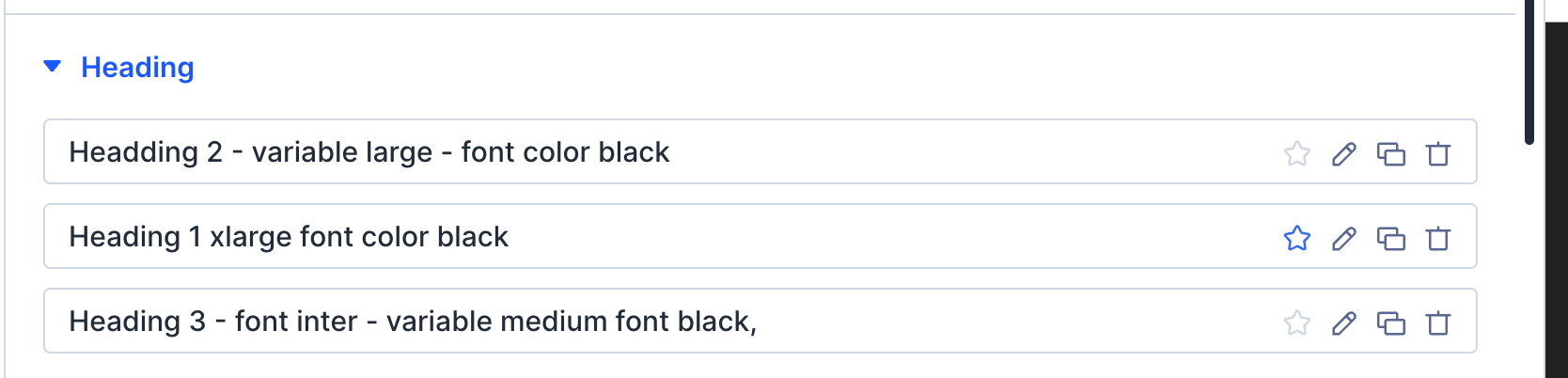 Divi 5 heading presets for H1, H2, and H3 referencing font size variables and color settings