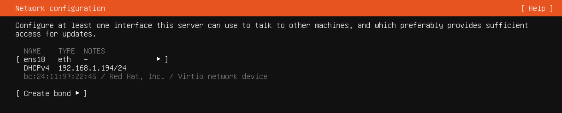Ubuntu Server network configuration - default is DHCP settings