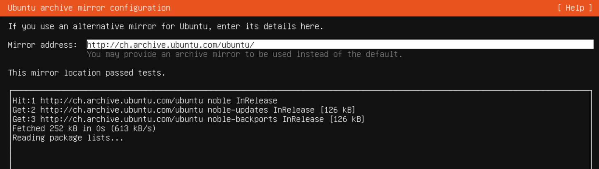 Ubuntu archive mirror configuration
