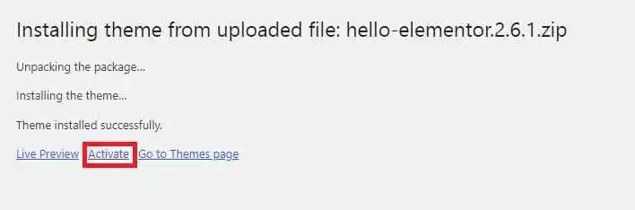 Hello Elementor Theme Review: Fast and Clean WordPress Theme With Minimal Styling 7 Activating the Elementor Hello Theme
