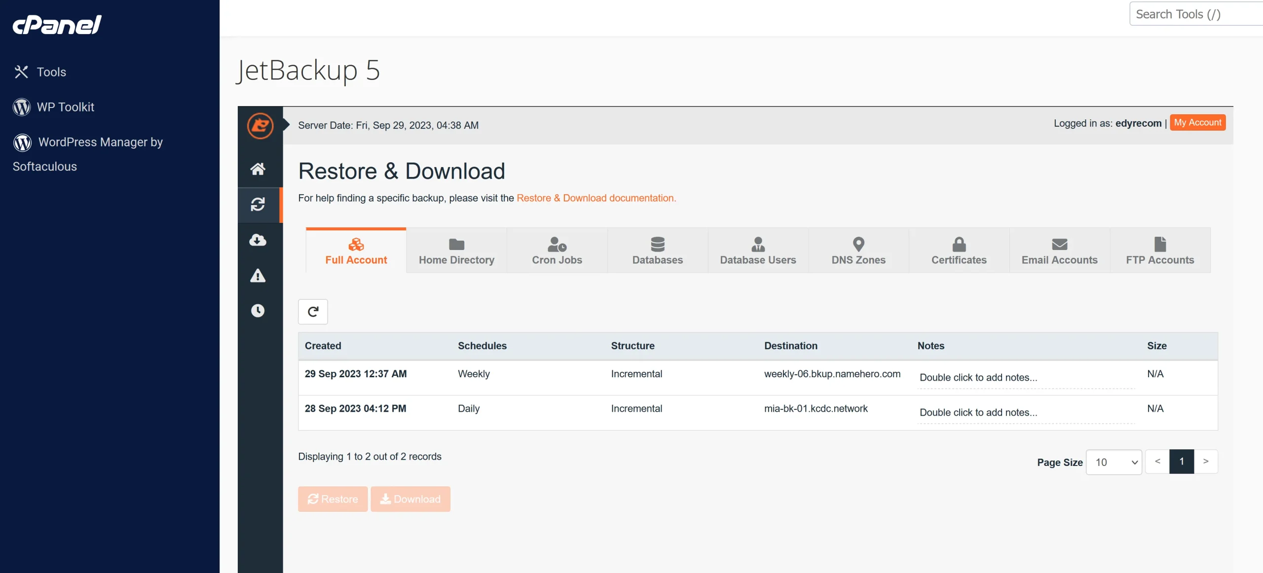 How to backup your WordPress website - A Comprehensive Guide to 4 Essential Methods 3 CPanel JetBackup