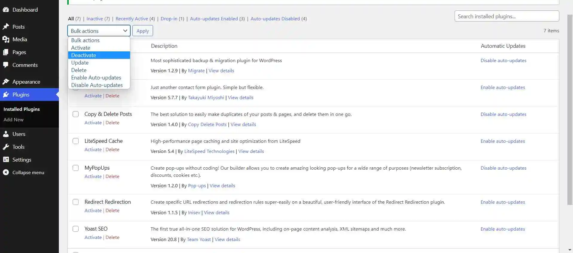 How to Change a Theme in WordPress: A Step-by-Step Guide 2 Deactivating Plugins