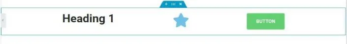 An Elementor flexbox container with a heading, star icon and button widget arranged in a row