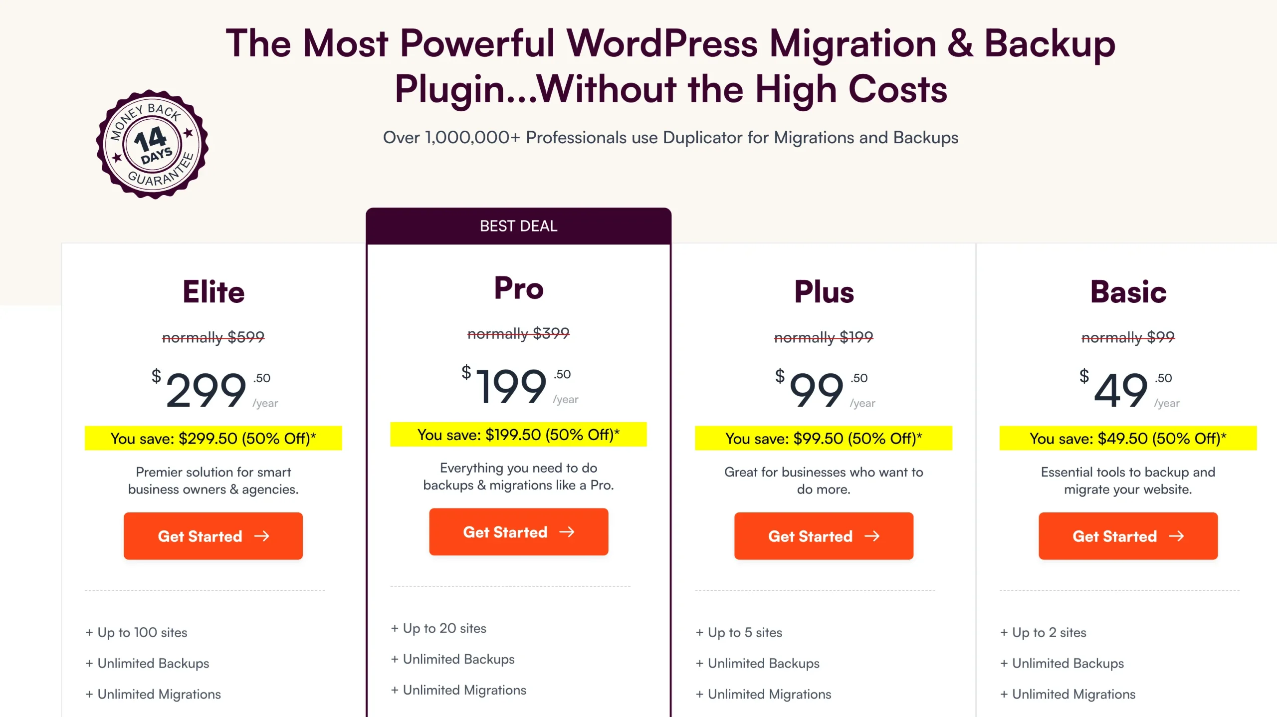 How to backup your WordPress website - A Comprehensive Guide to 4 Essential Methods 10 Duplicator Pro pricing plans