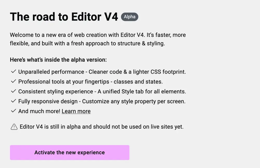 A Chronological Guide to Elementor's latest Features 3 Elementor Editor V4 Alpha