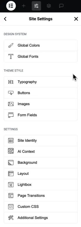 How I Use Elementor Efficiently — Without Styling Chaos 2 Elementor site settings - here you define your global settings