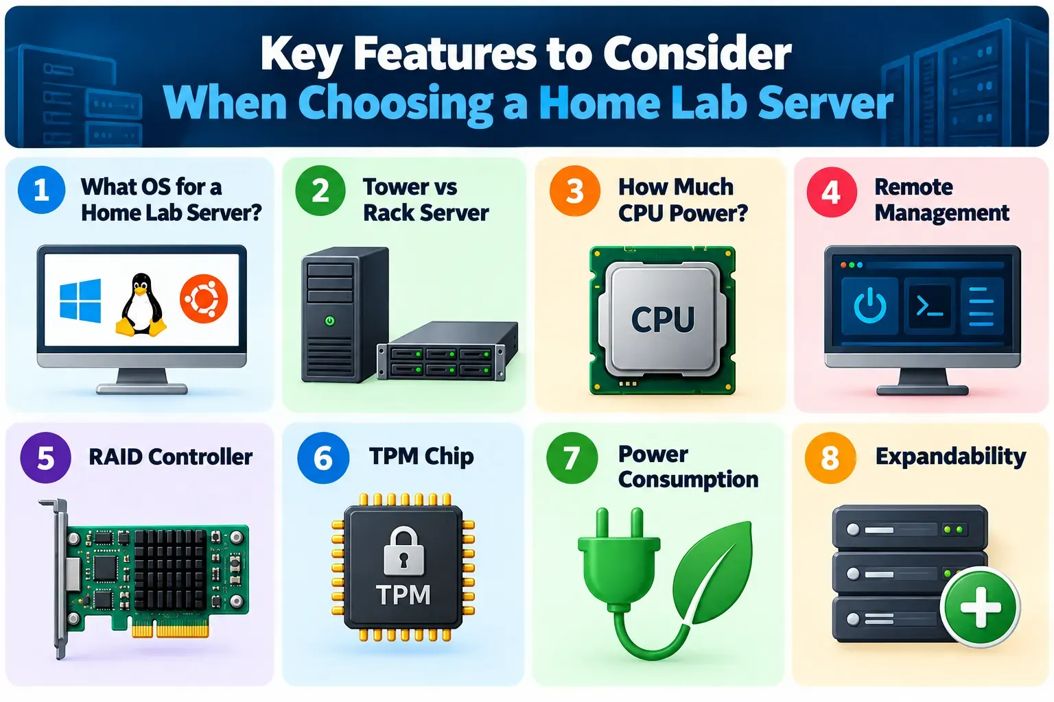 Infographic: 8 key features to consider when choosing a home lab server