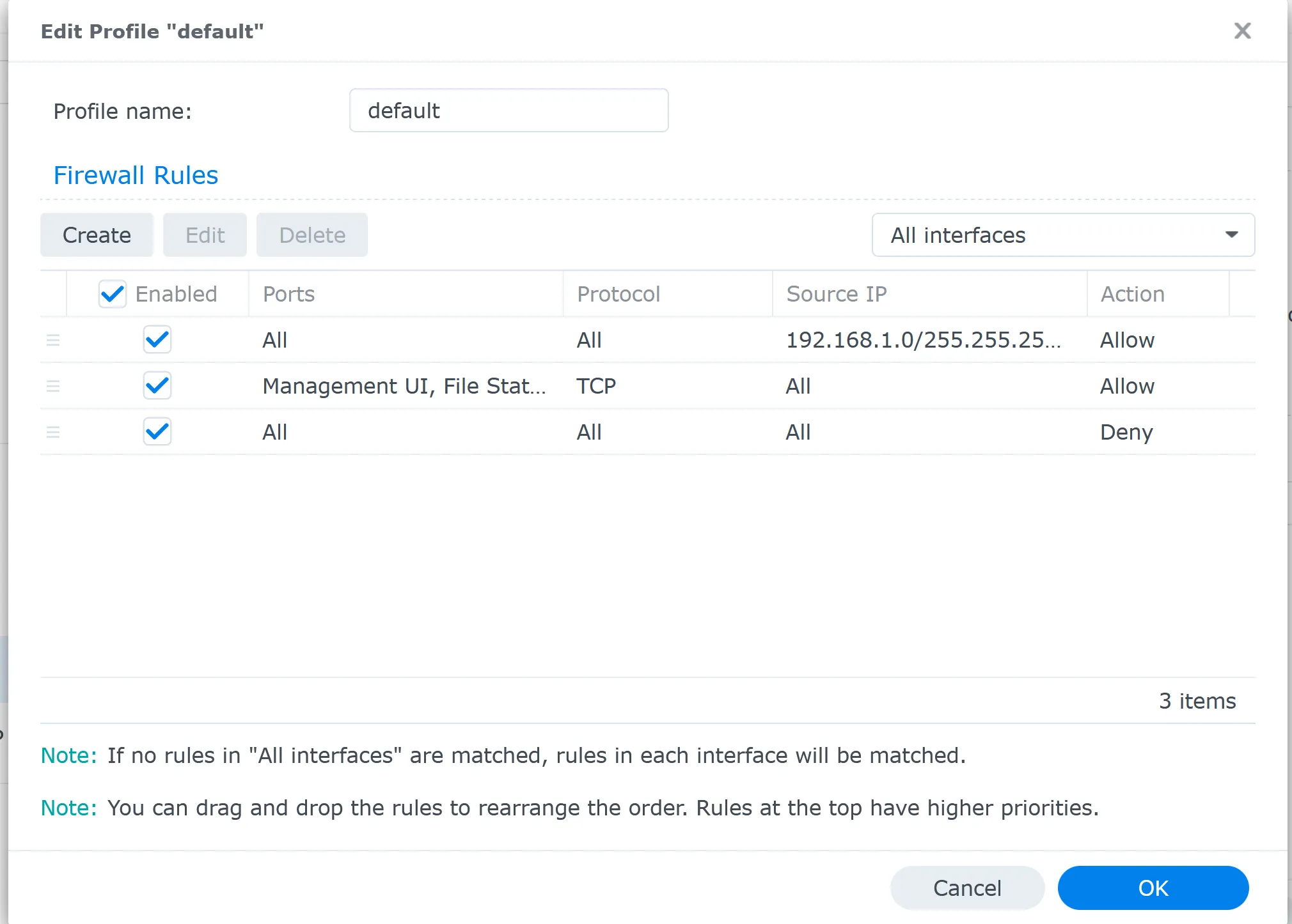 Master Your Synology Firewall: How to Use It Effectively 14 My firewall default profile