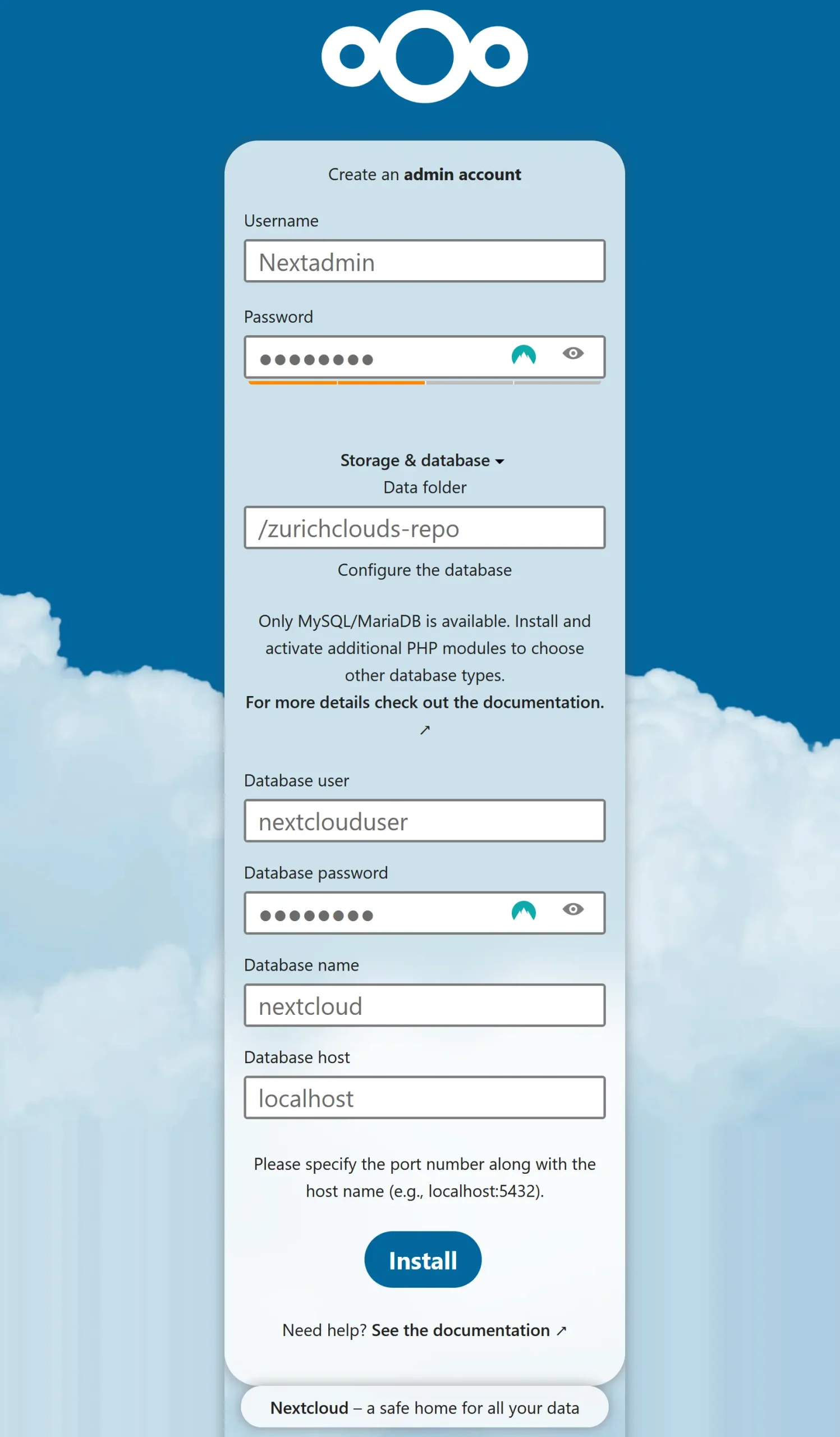 How to install NextCloud on Proxmox with Ubuntu 7 NextClud setup