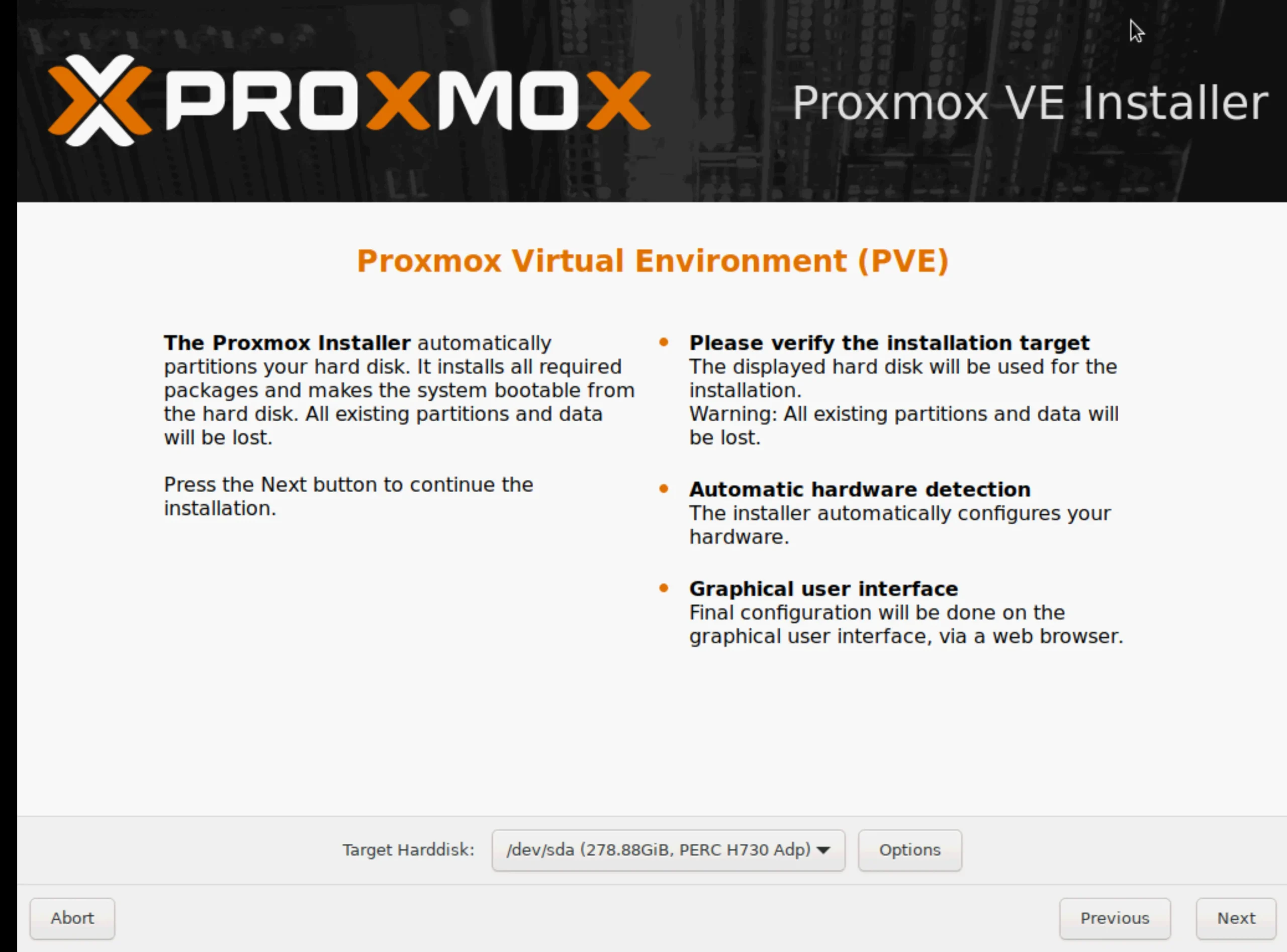 Proxmox installer 3