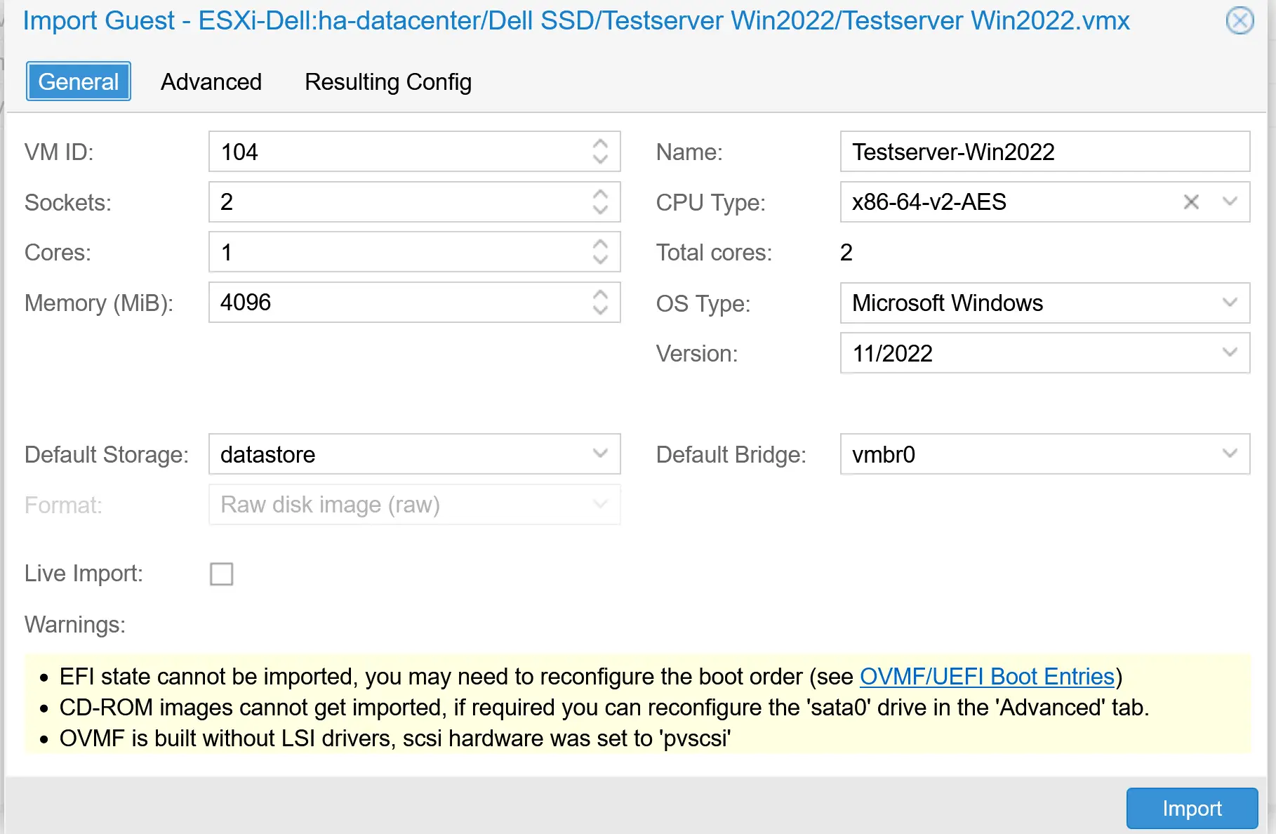 Vmware to Proxmox: Ultimate Import Wizard for converting a virtual machine 12 Proxmox Import Guest General