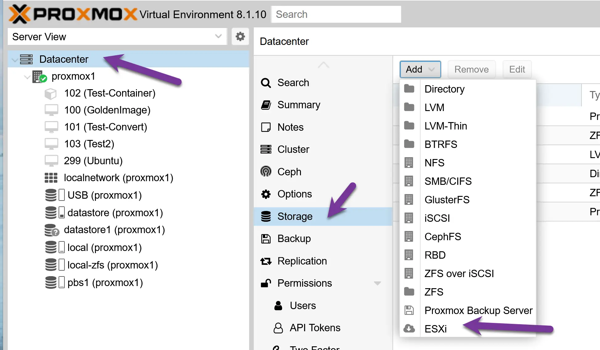 Vmware to Proxmox: Ultimate Import Wizard for converting a virtual machine 8 Proxmox adding ESXi storage