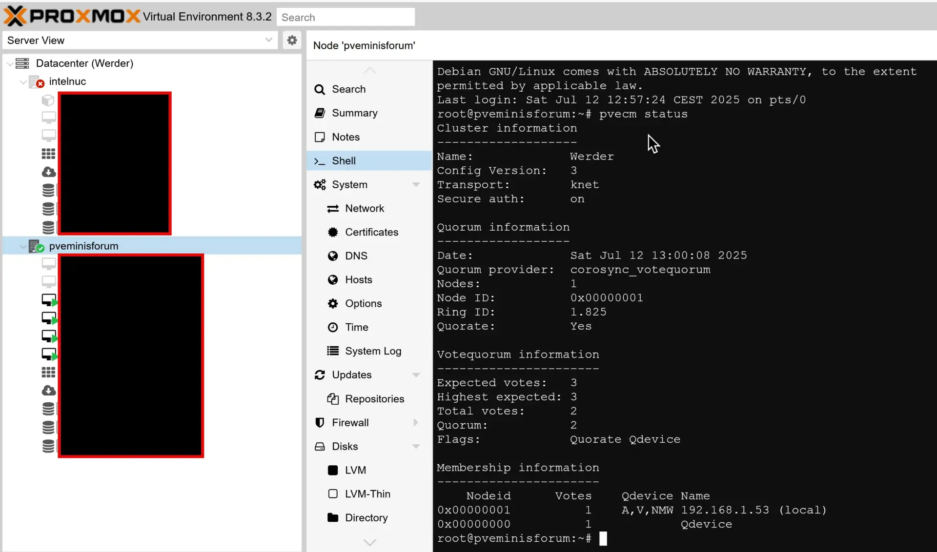 Proxmox Cluster 2 Nodes – How a QDevice Can Improve Quorum Stability 6 Proxmox GUI - one node is offline