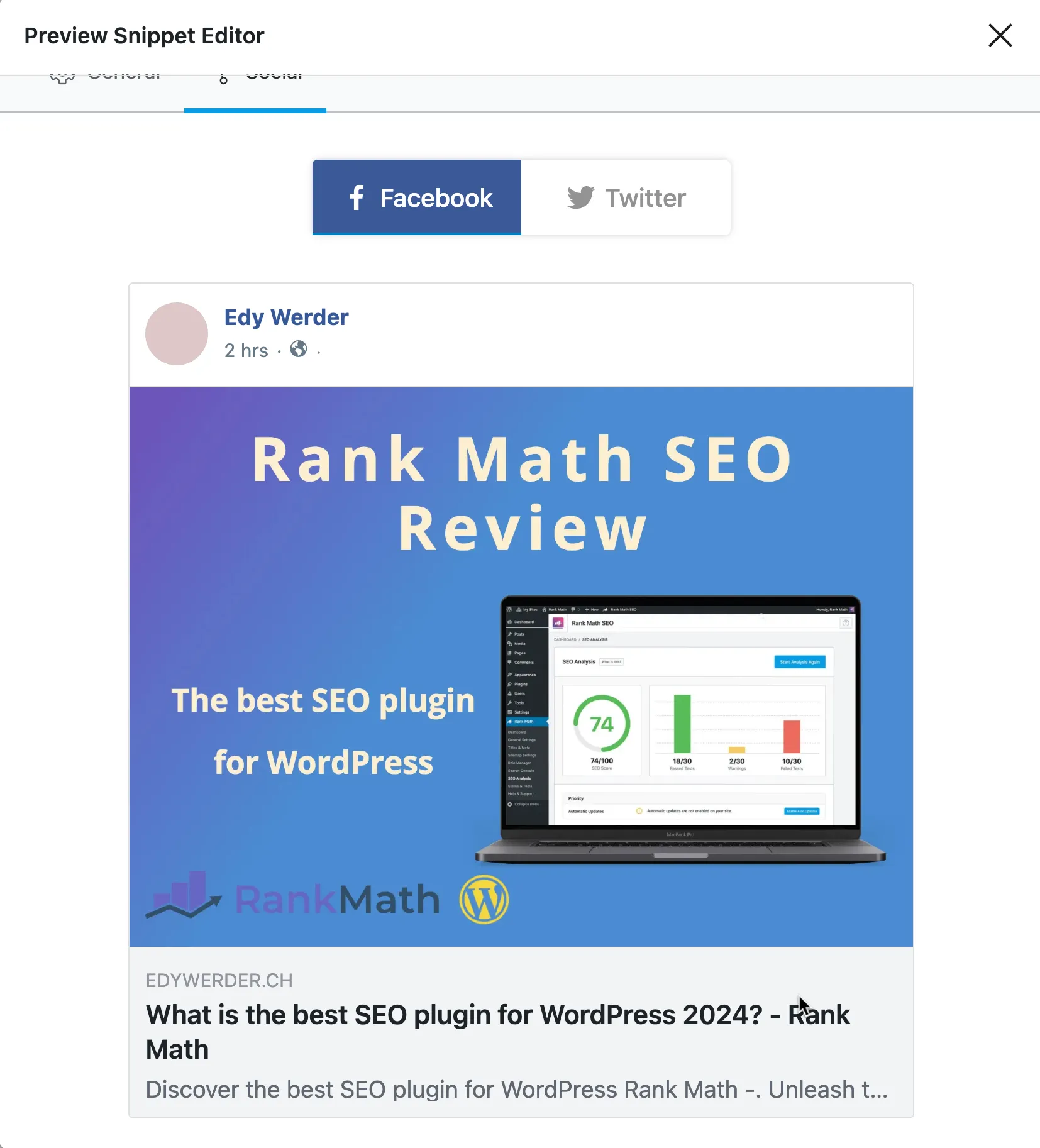 Discover the Best SEO plugin for WordPress - Rank Math 9 Rank Math Social Media preview