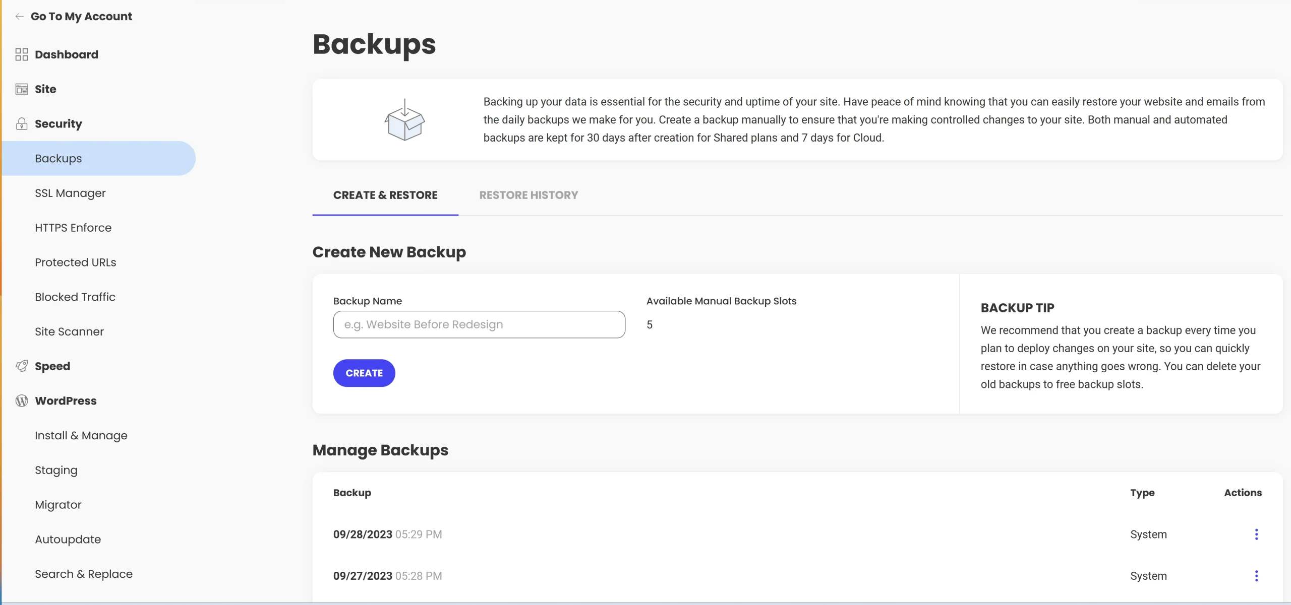 How to backup your WordPress website - A Comprehensive Guide to 4 Essential Methods 2 SiteGround, Backup through hosting