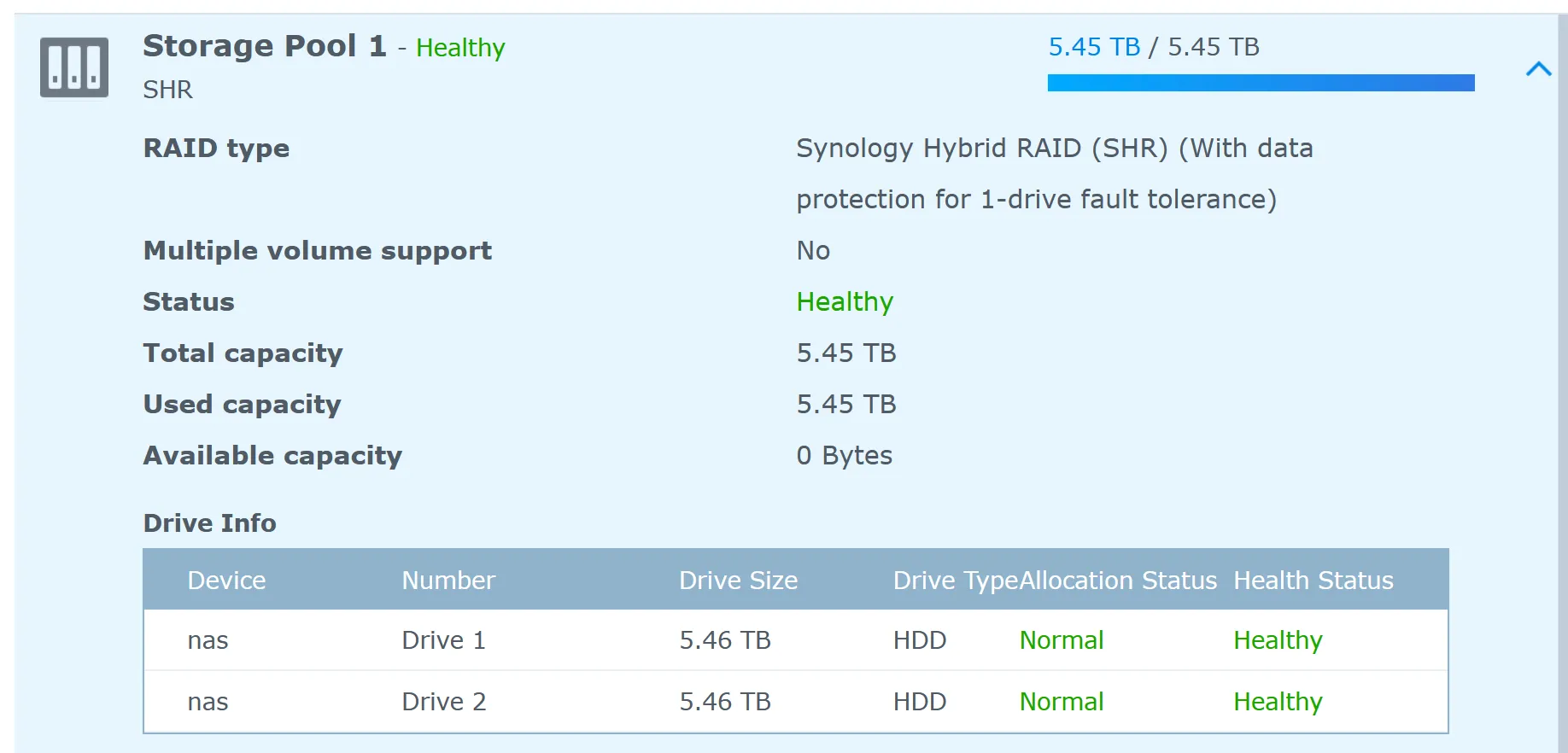 Storage pool 6TB disk