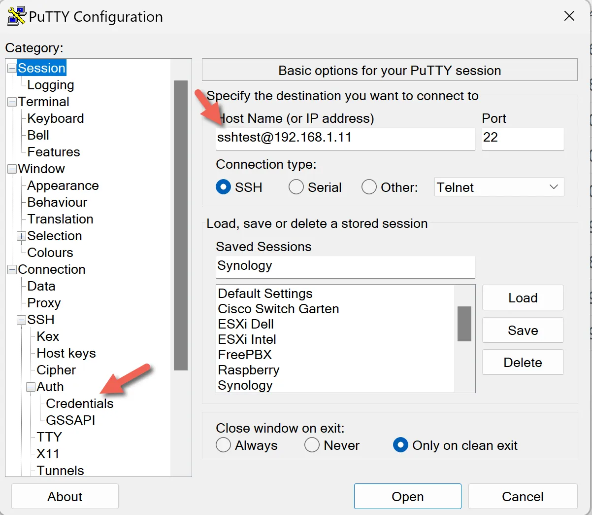 Synology test ssh access