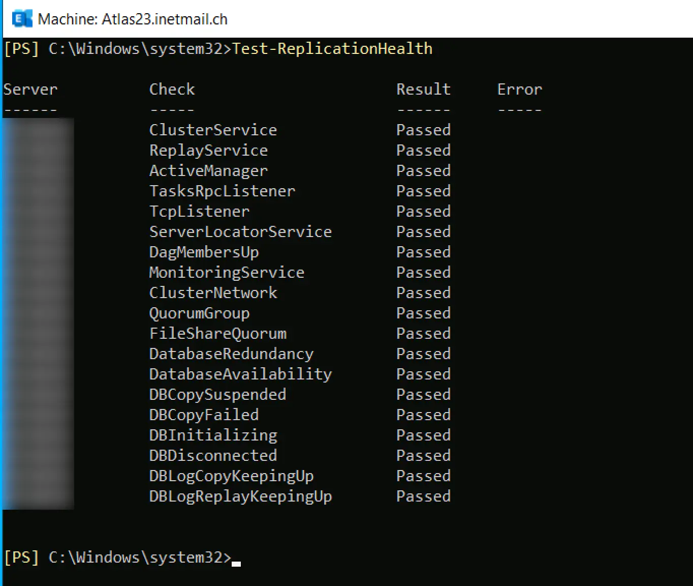 Understanding the Importance of Putting an Exchange Server in Maintenance Mode for Updates 4 Test-ReplicationHealth