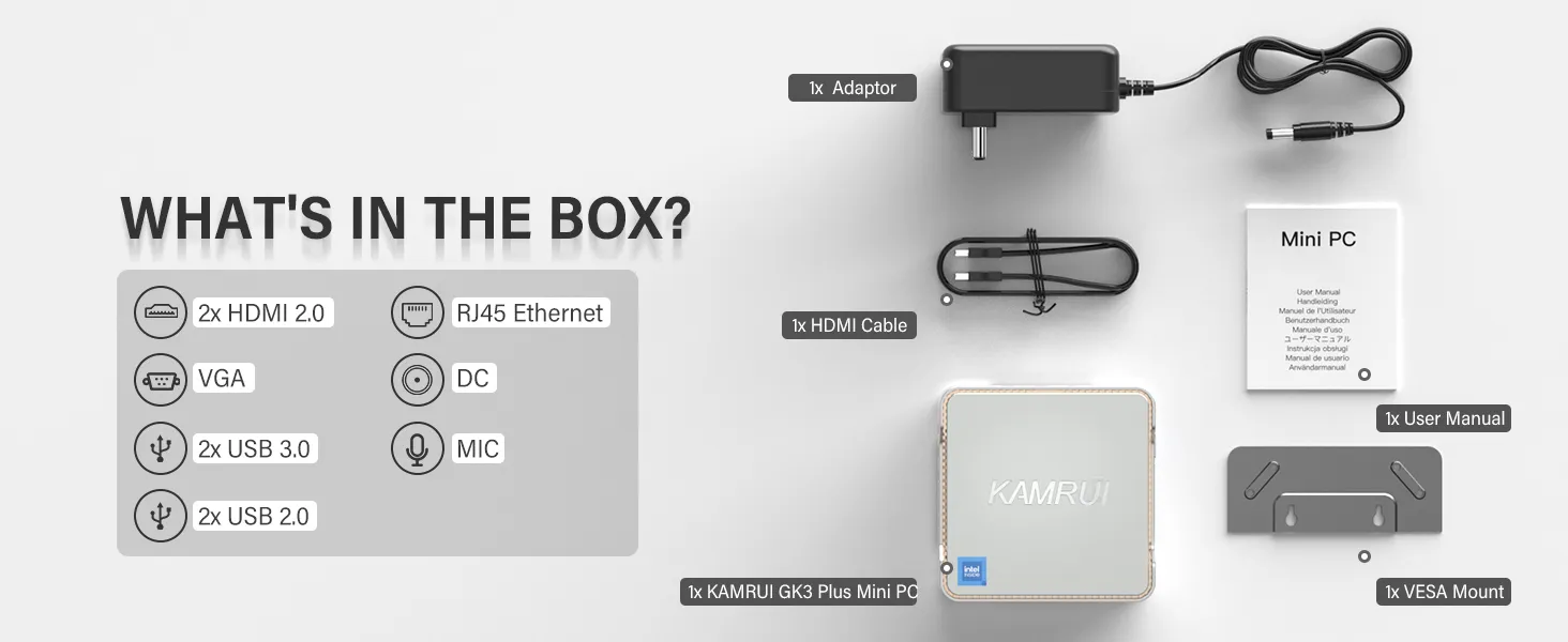 KAMRUI GK3 Plus What's in the box