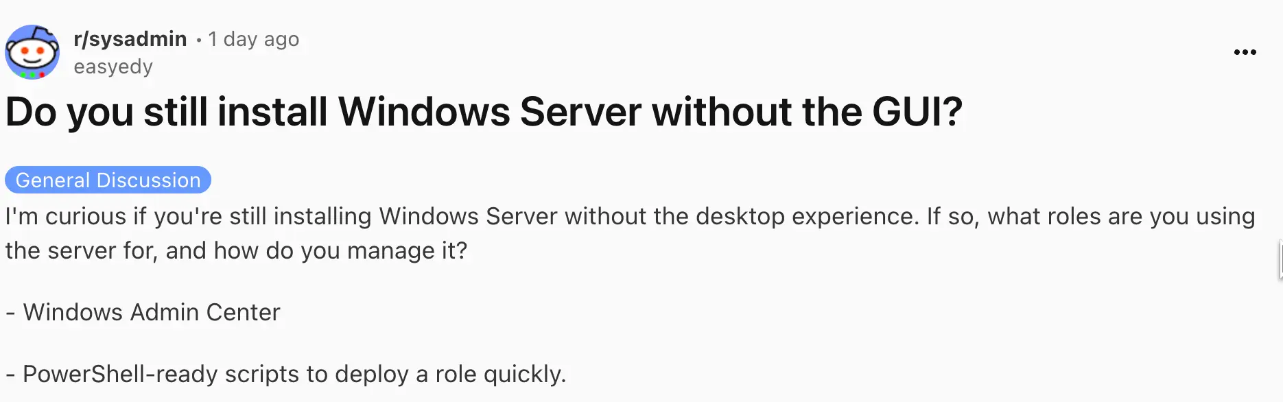 Windows Server Core pros and cons question