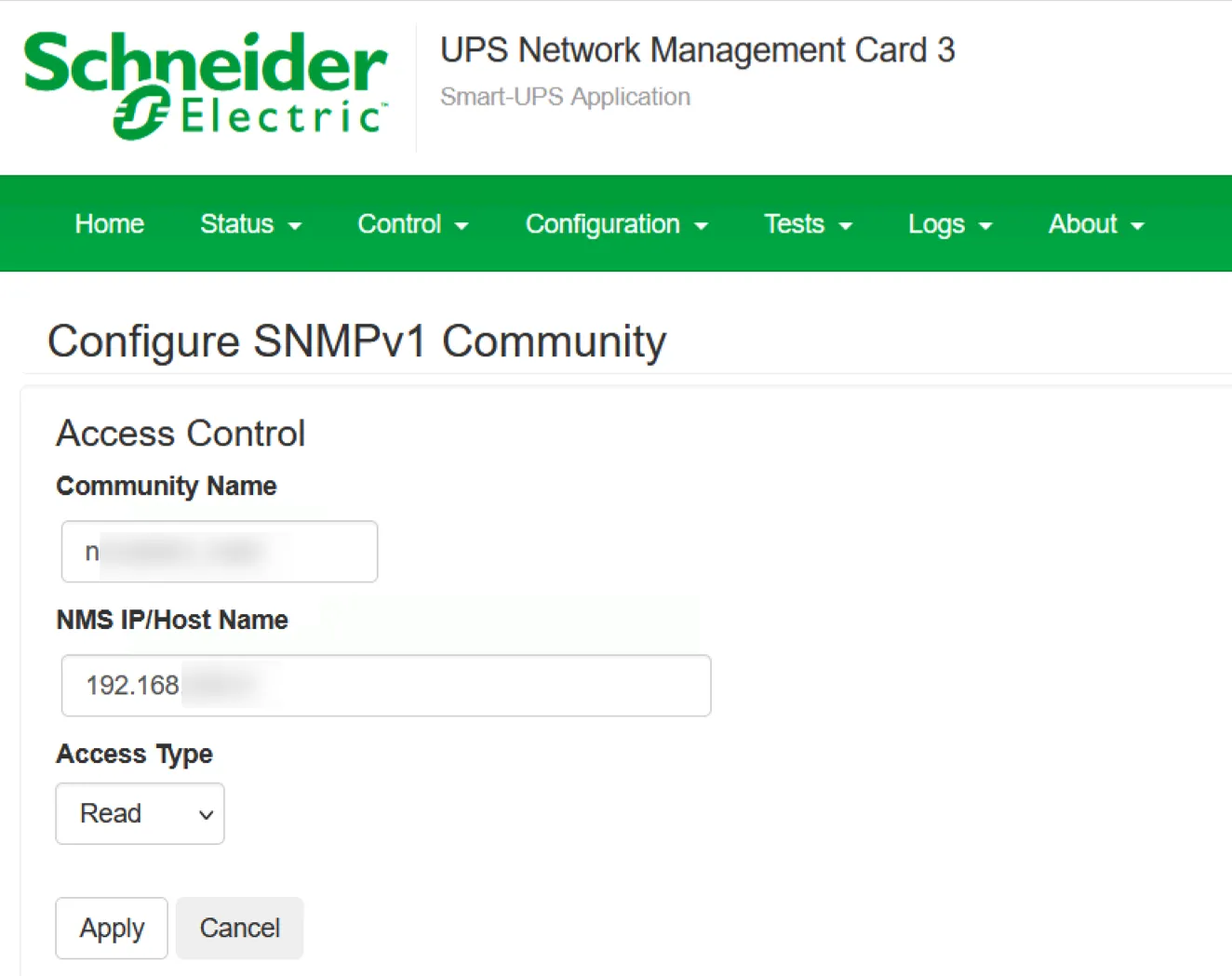 configure snmp community
