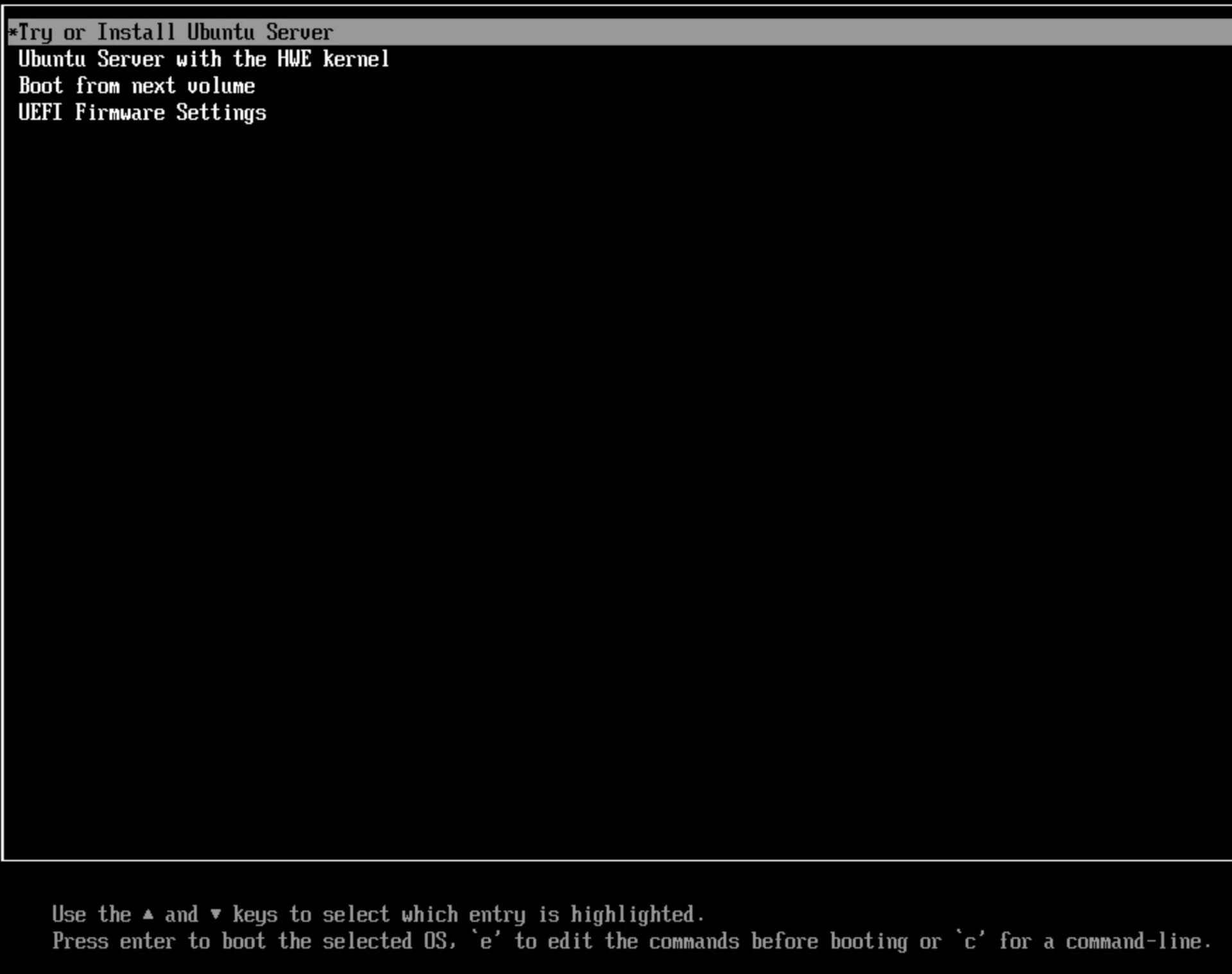 Ubuntu boot menu - Try or Install Ubuntu Server