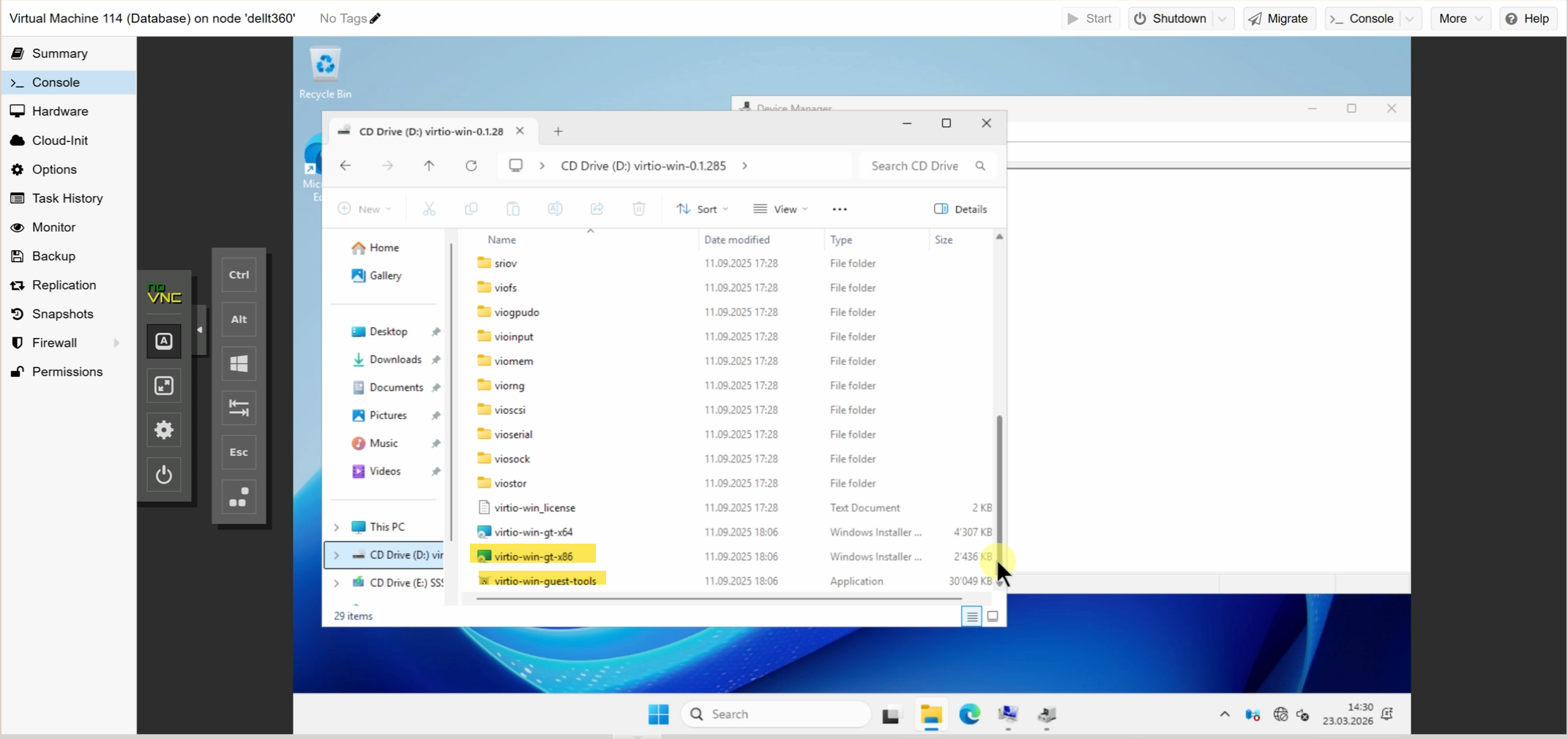 nstalling the QEMU guest agent in a Windows Server virtual machine on Proxmox