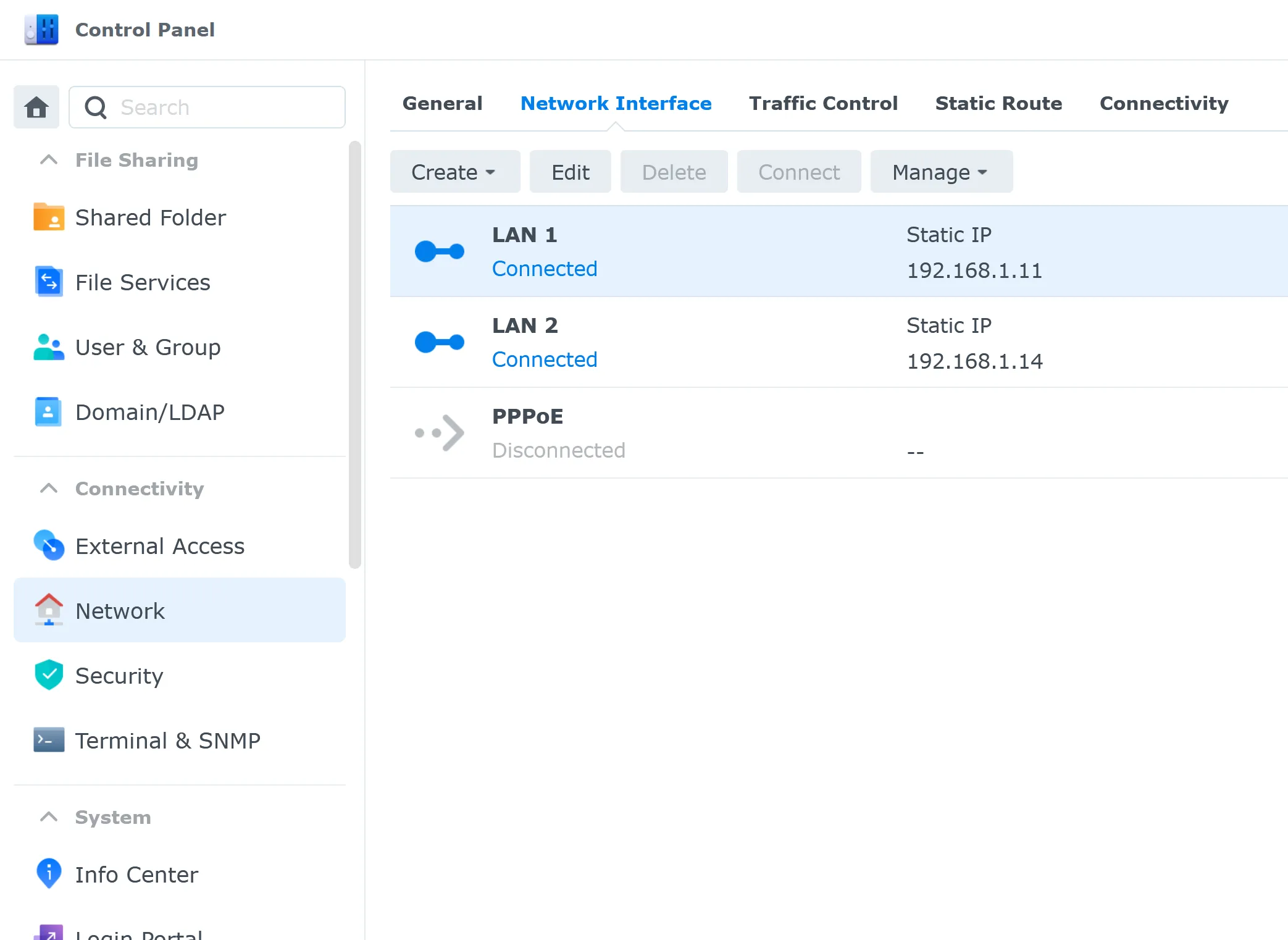 Synology network interfaces